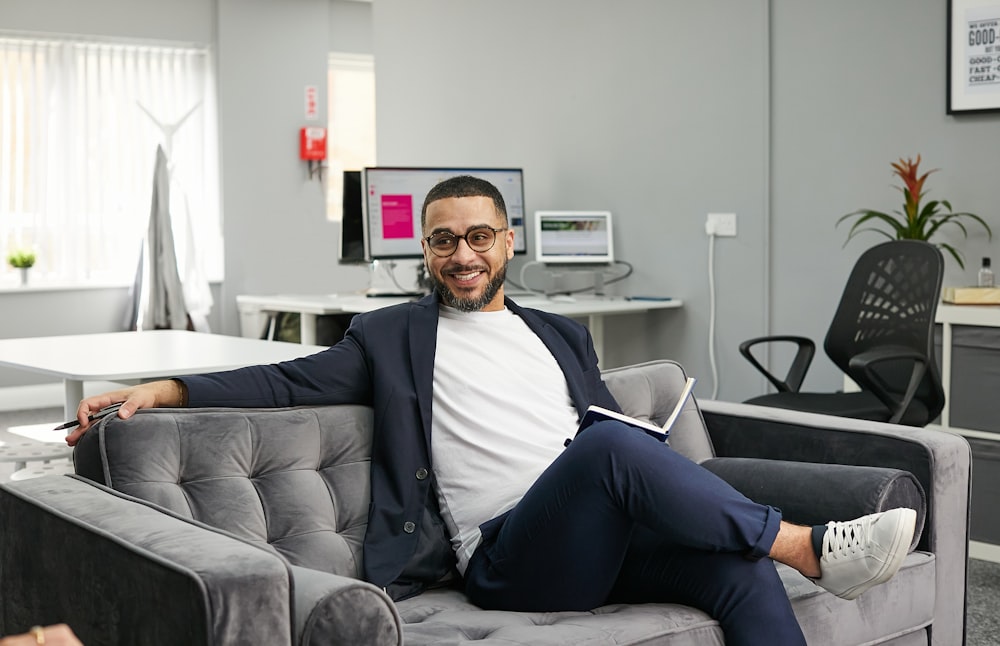 a person sitting on a couch