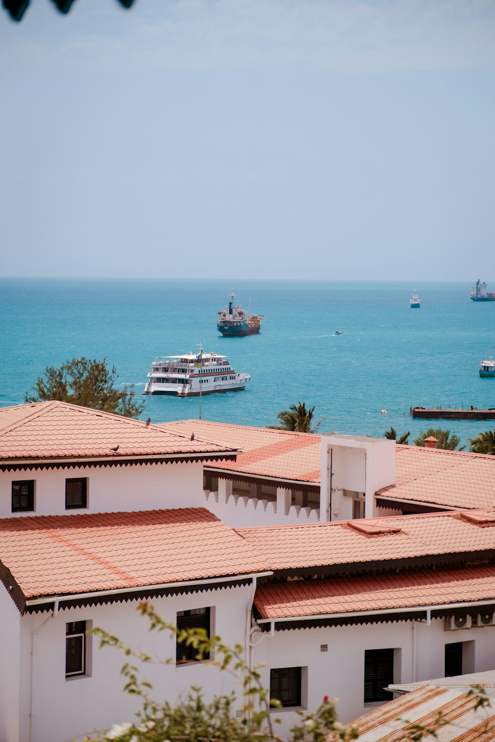 a group of boats in the water