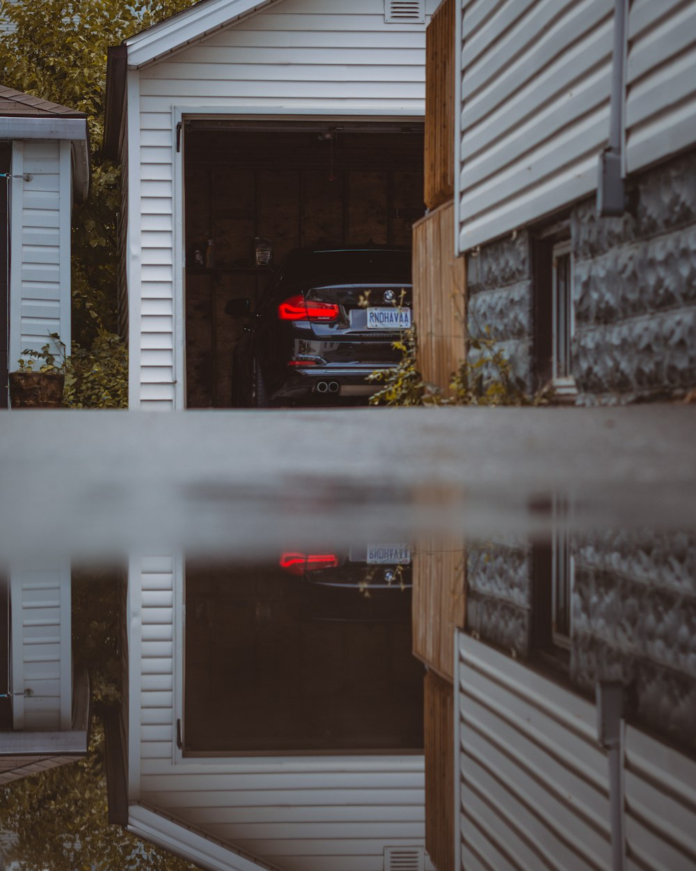 a car parked in a garage