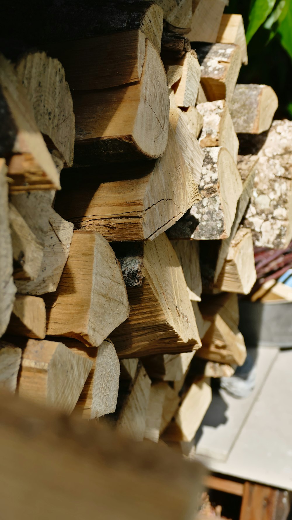 a pile of cut wood