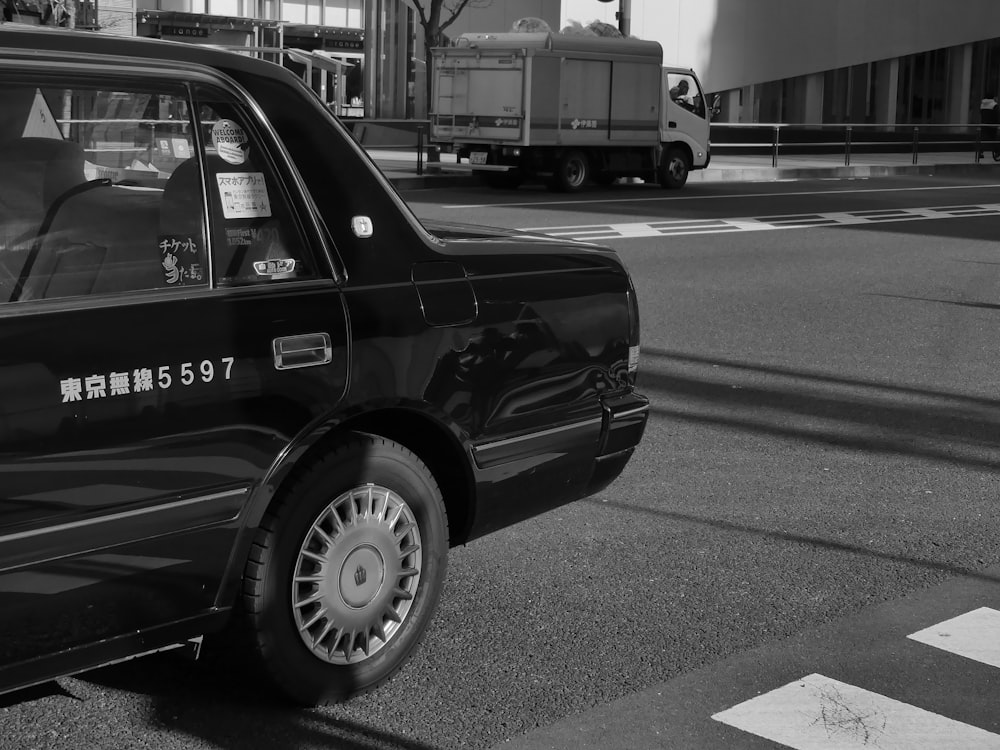 a black truck on the street