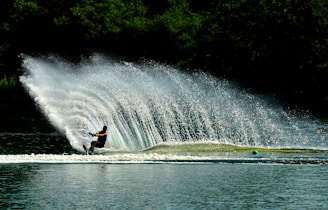 a person surfing on the waves