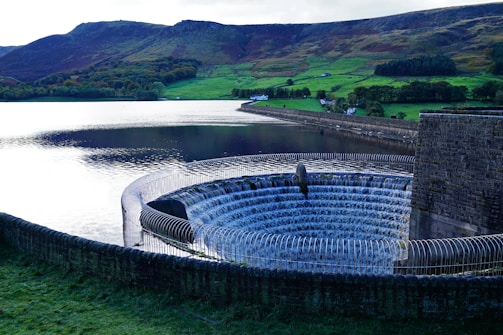 A large water reservoir surrounded by natural landscapes.