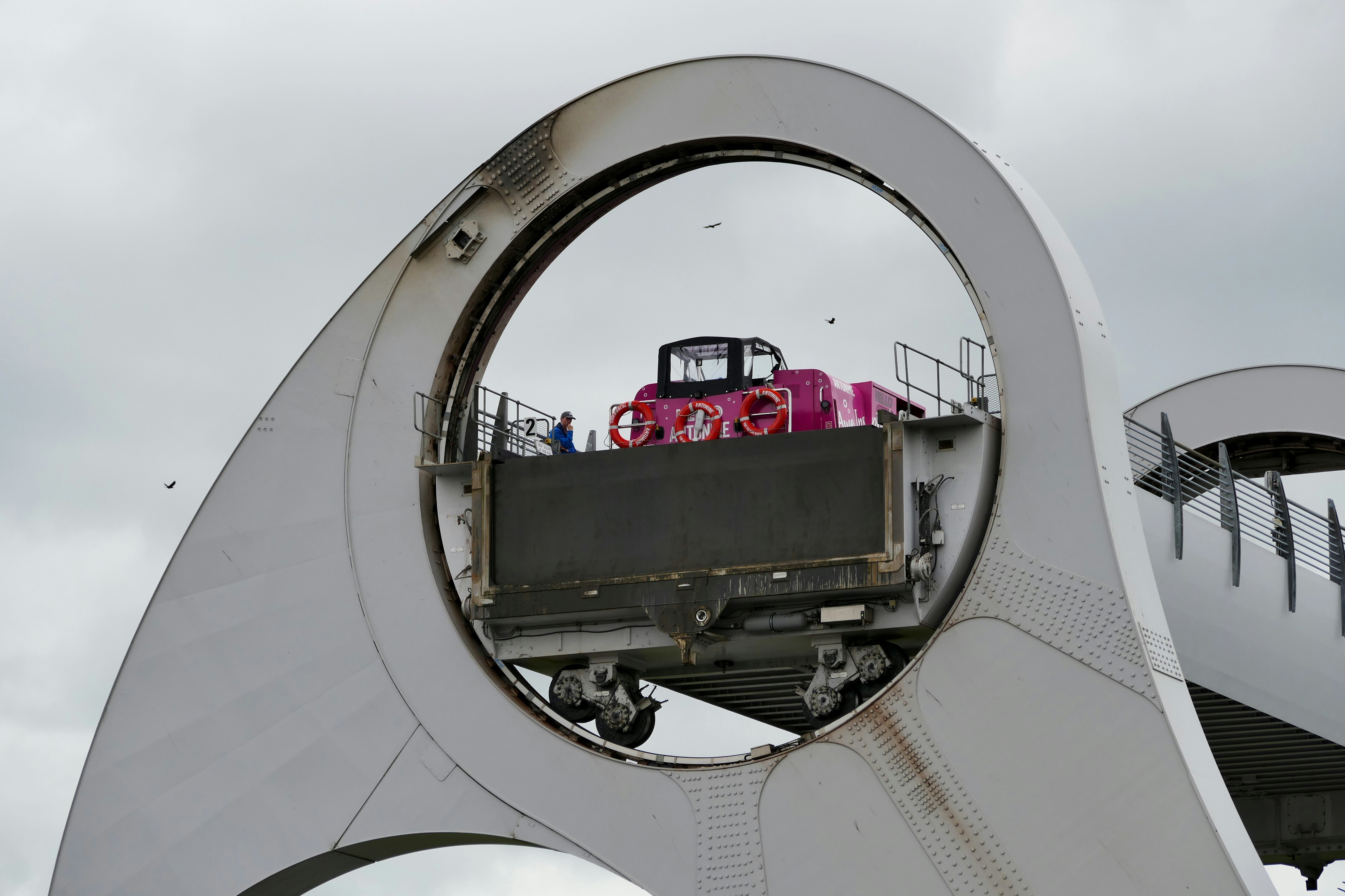 a car on a circular object