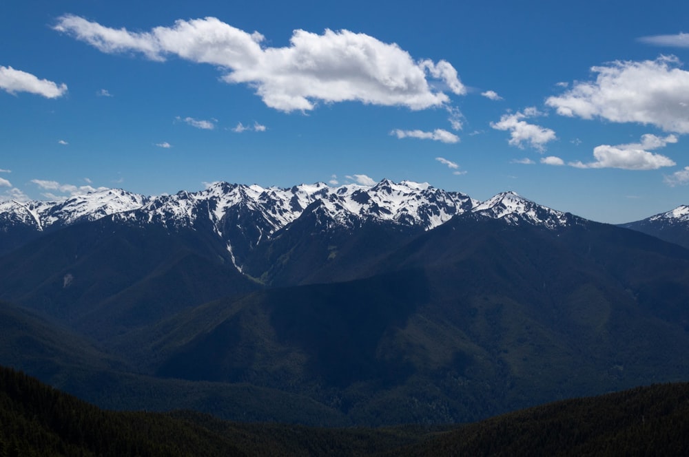 a mountain range with snow