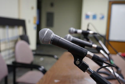 a microphone on a stand