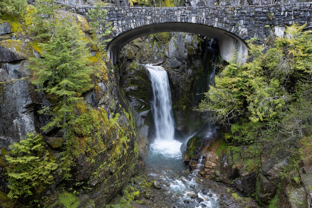 a waterfall in a tunnel