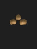 Three glowing shapes arranged in a triangular formation against a dark background.