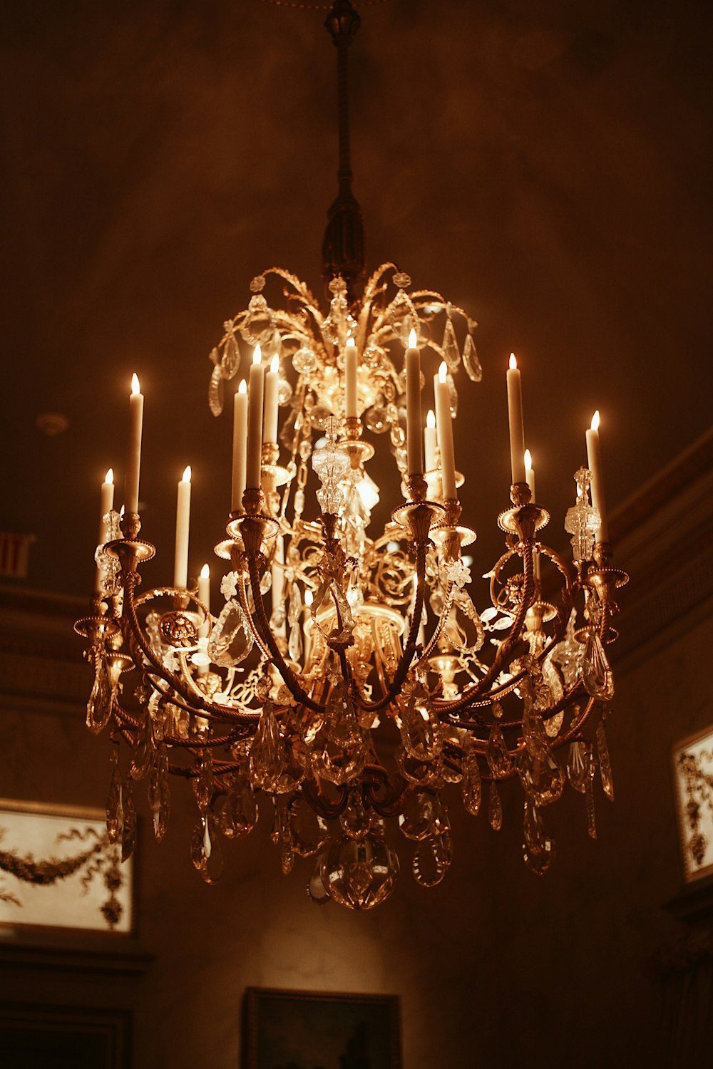 a chandelier with candles