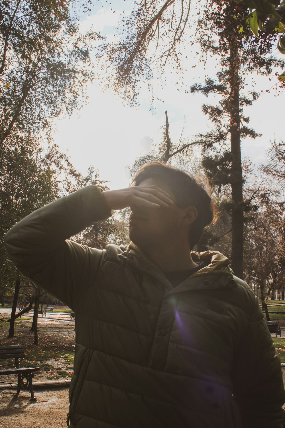 a person standing in a park