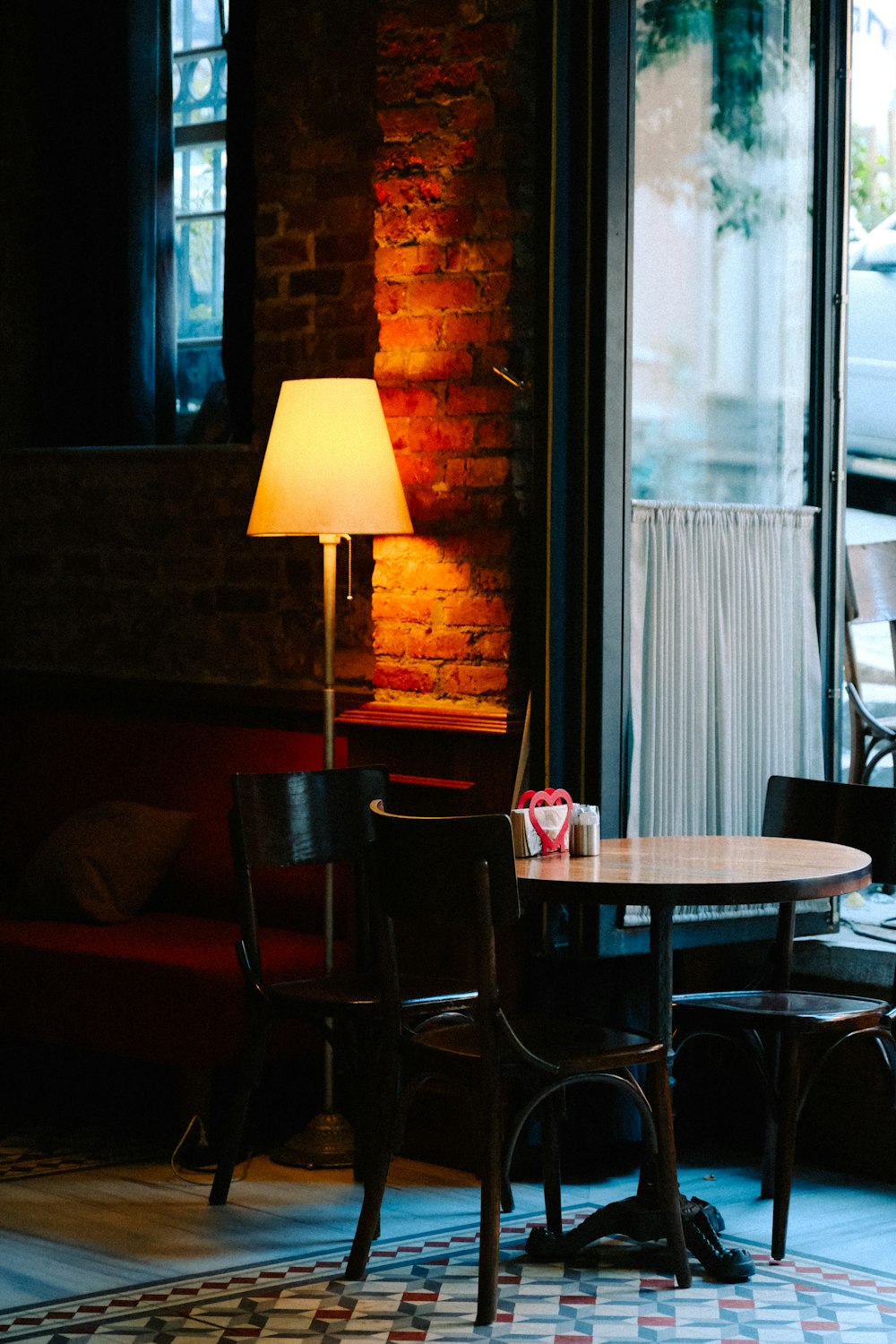 a lamp on a table