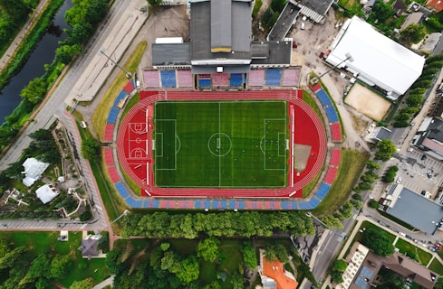 a sports stadium with a field