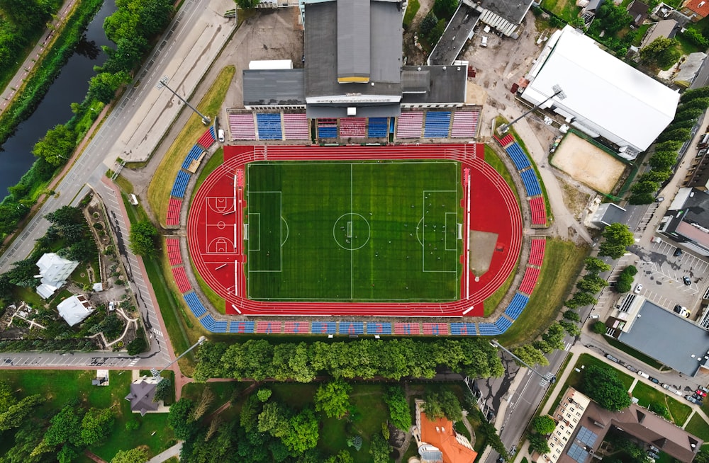 a sports stadium with a field