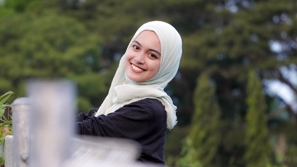 a woman wearing a scarf