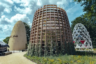 a building with a ferris wheel