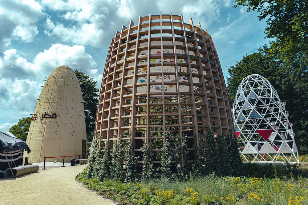 a building with a ferris wheel