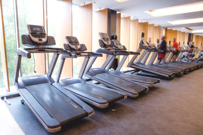 a gym with exercise equipment