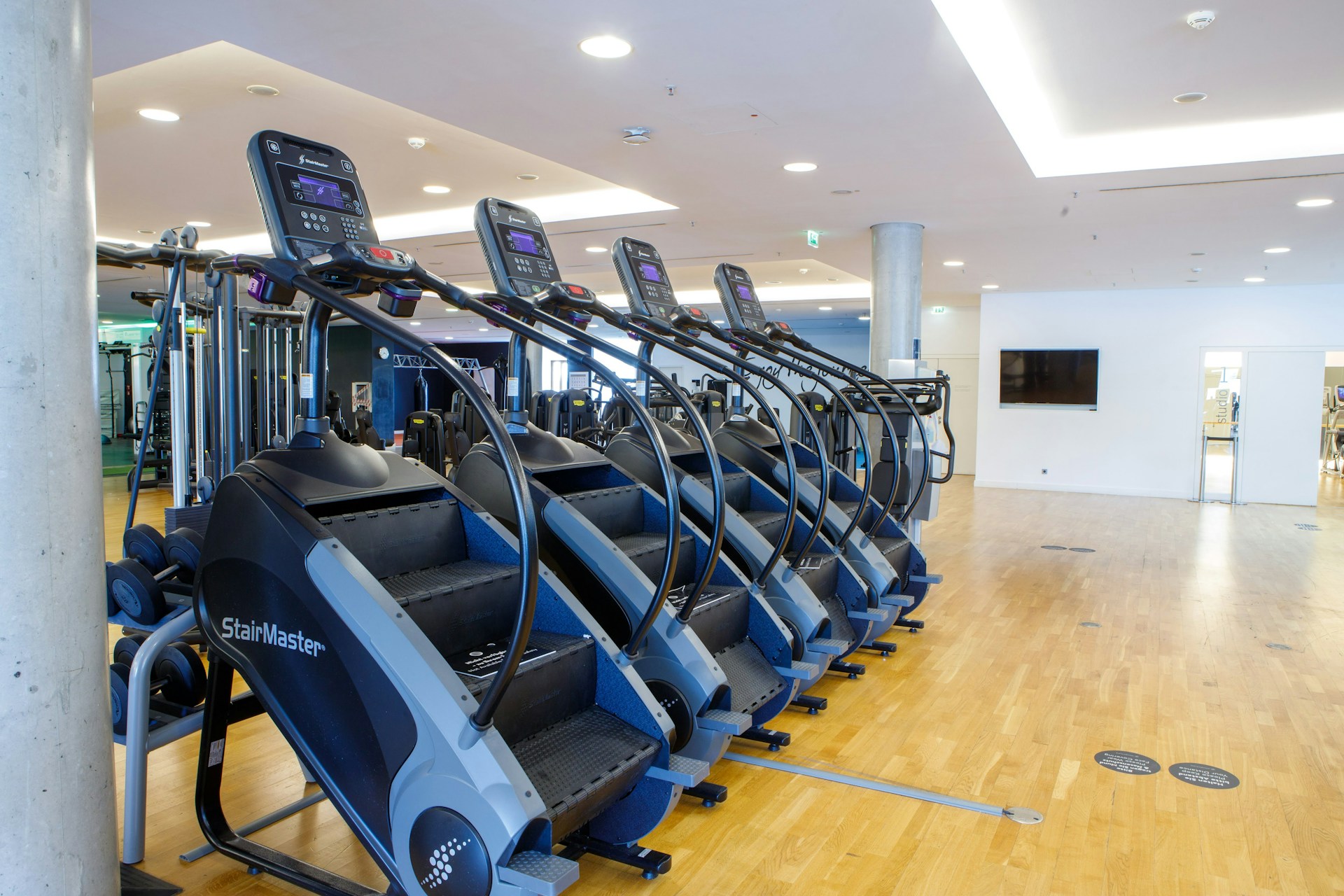 a gym with exercise equipment