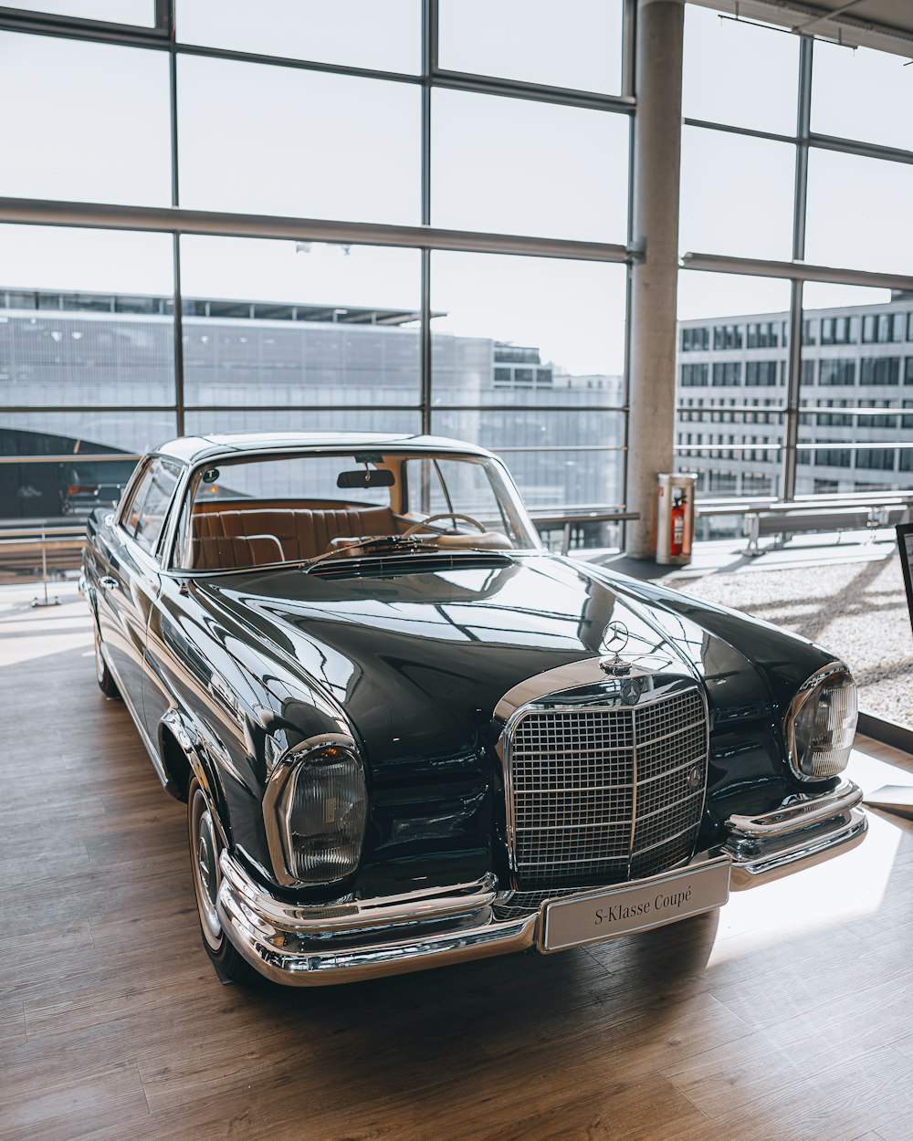 a car parked inside a building