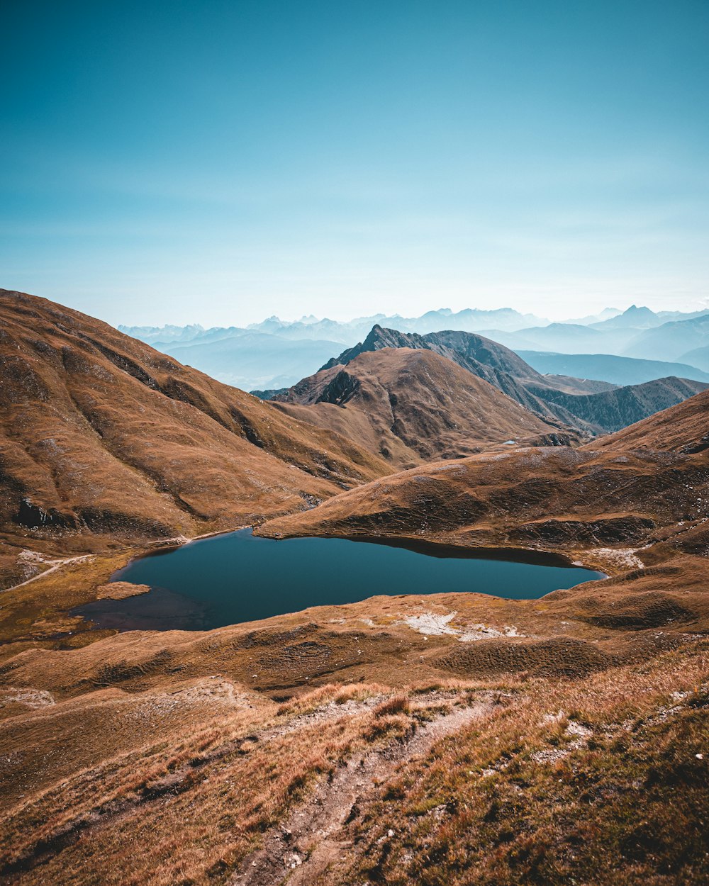 a lake in a mountainous region