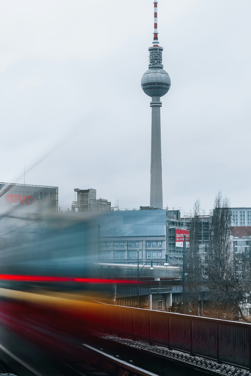 a tall tower in a city