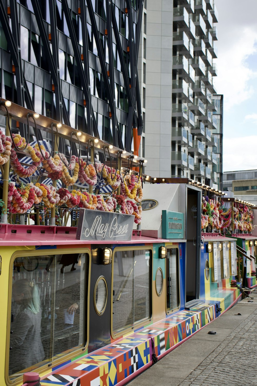 a trolley with decorations on it