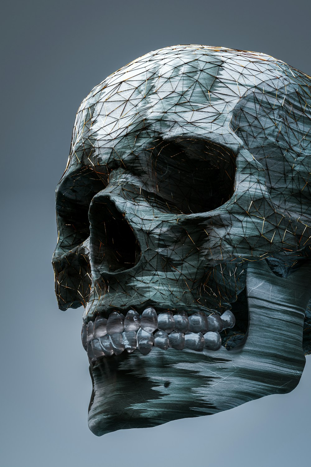 a skull with teeth