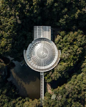 a satellite in the sky above trees