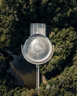 a satellite in the sky above trees