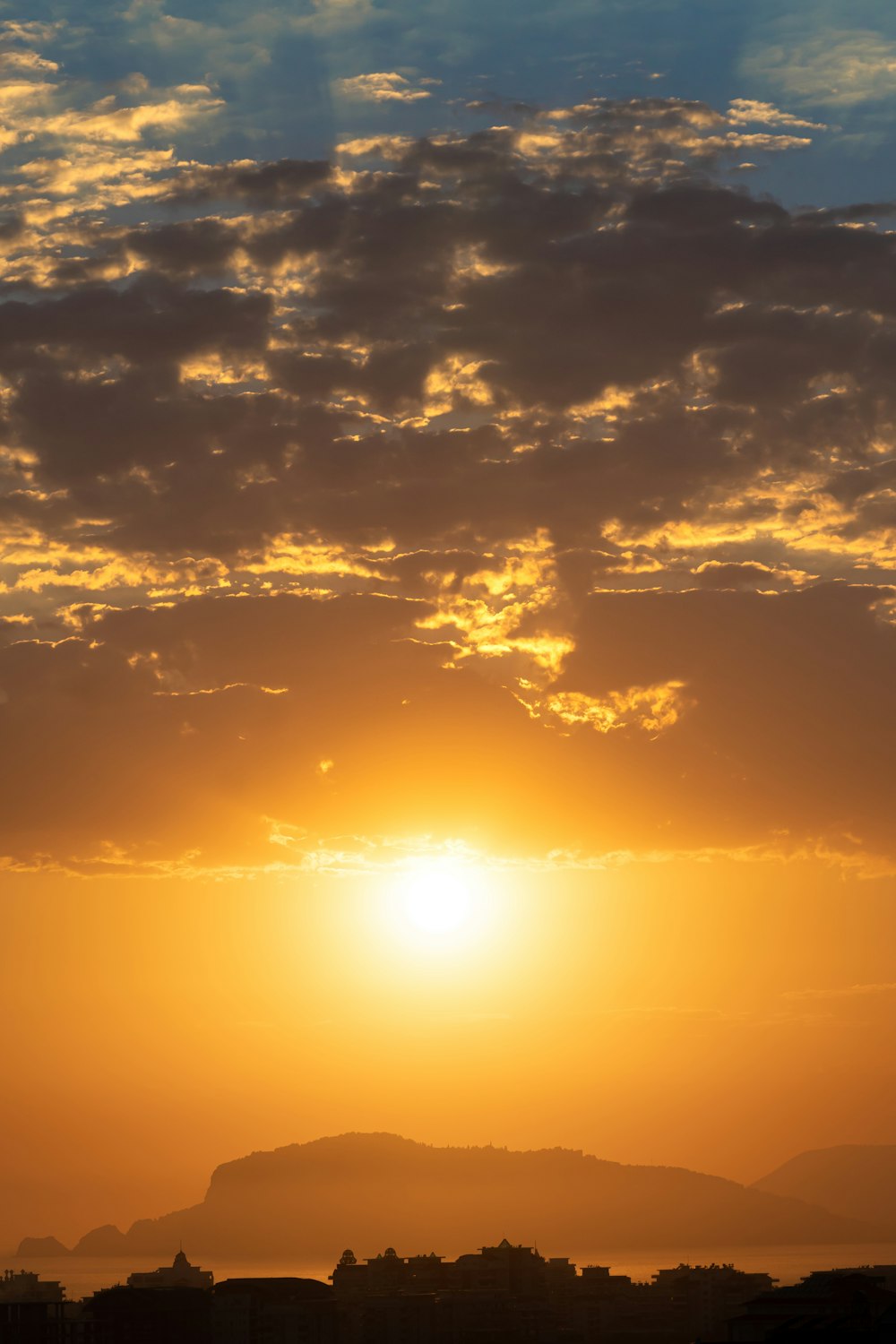 a sunset with clouds