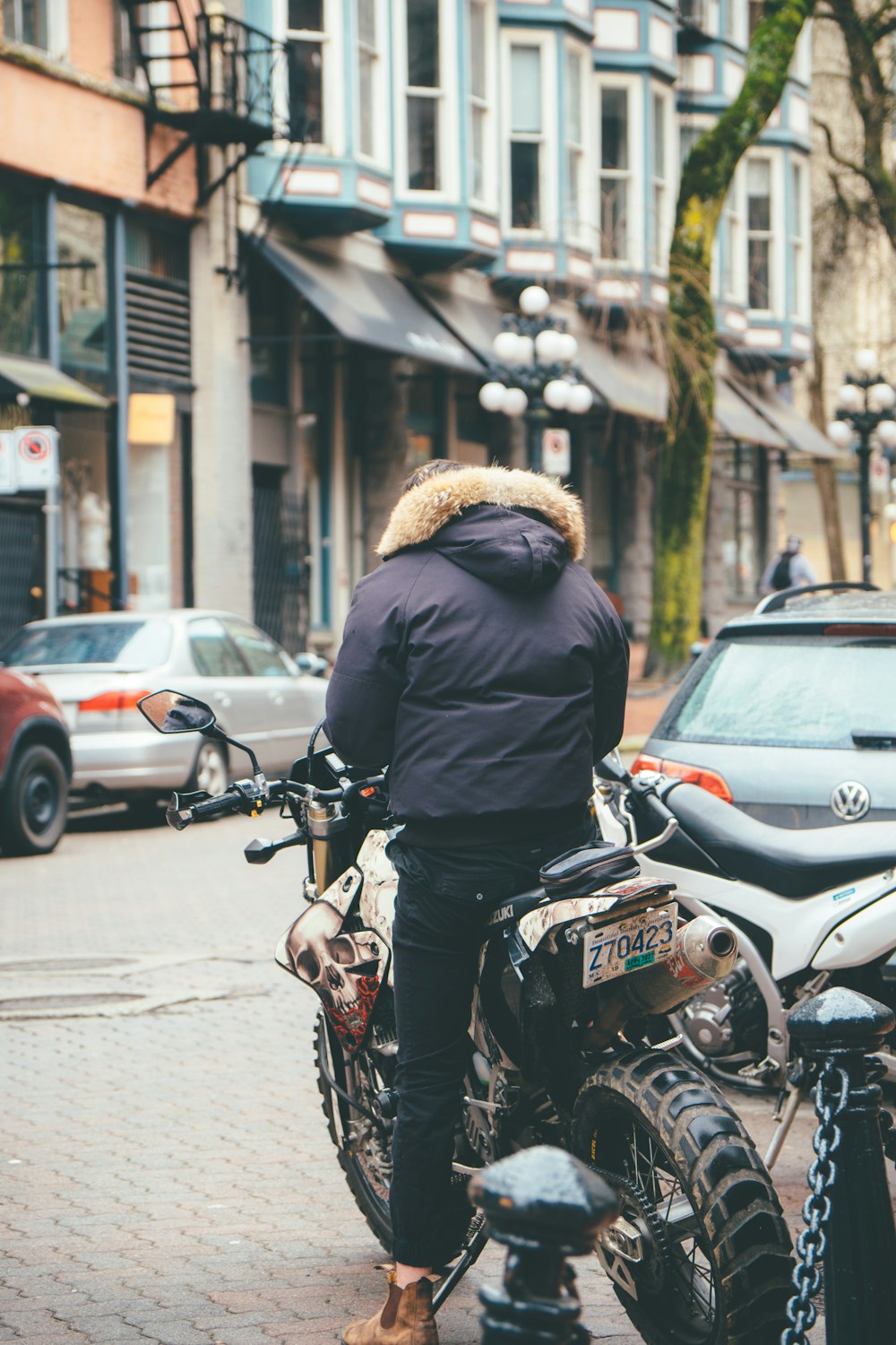 a person riding a scooter