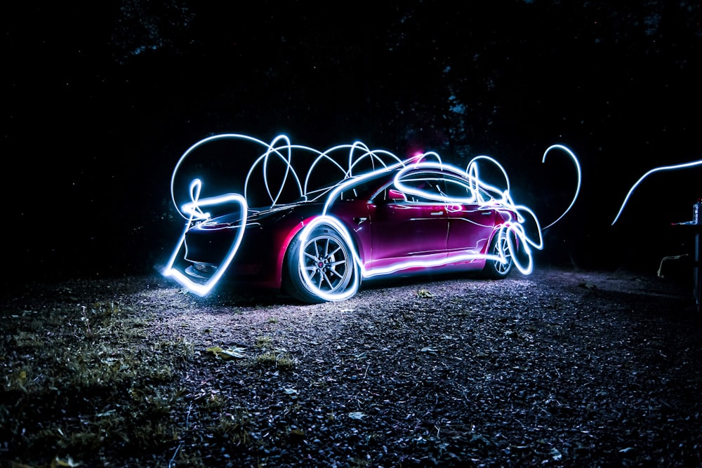 a car with lights on it
