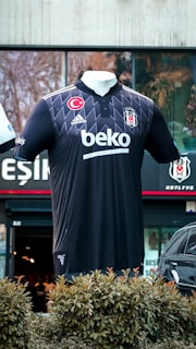 a black jacket with white text on it