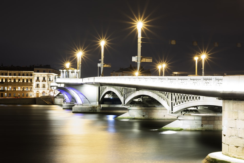 a bridge with lights on it