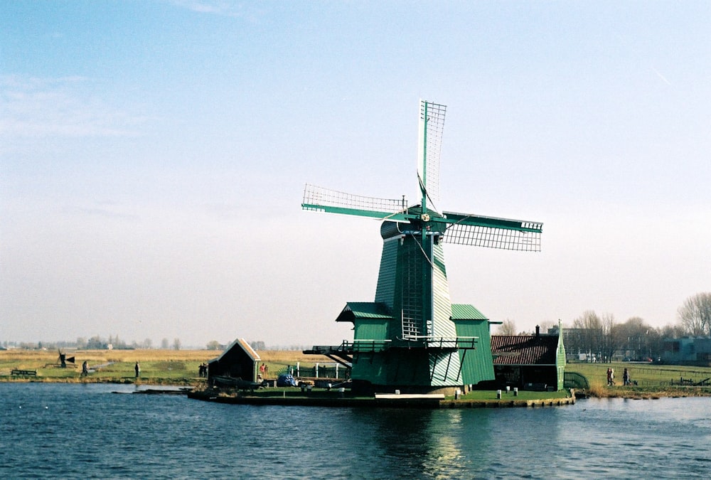 a windmill on a small island