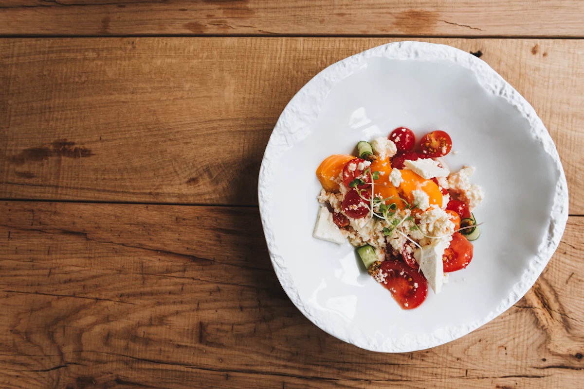 Fresh salad served as a light meal at Sur Hotel Dining