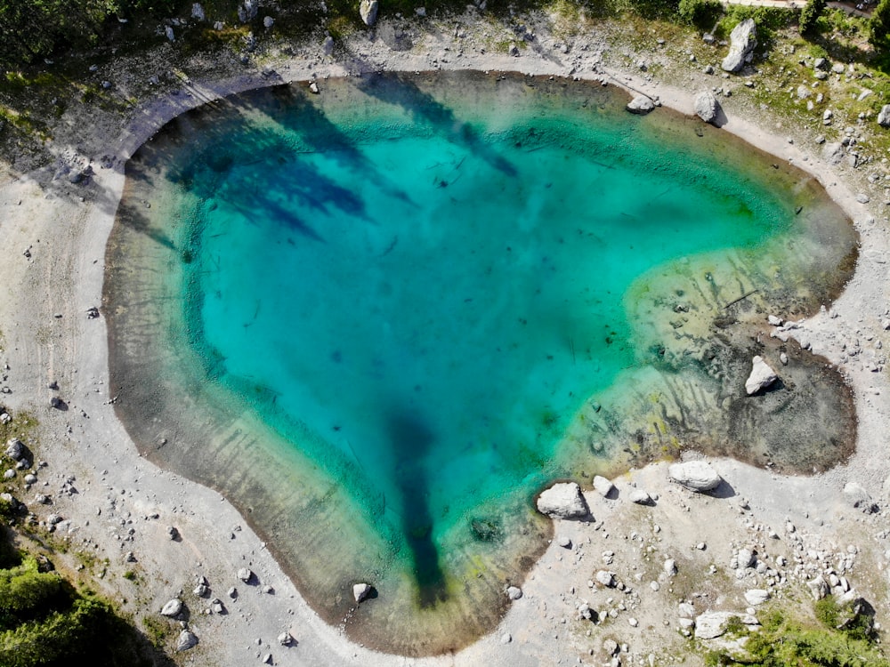 a large blue pool of water