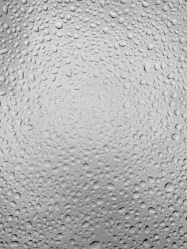 Microscopic view of purified water droplets.