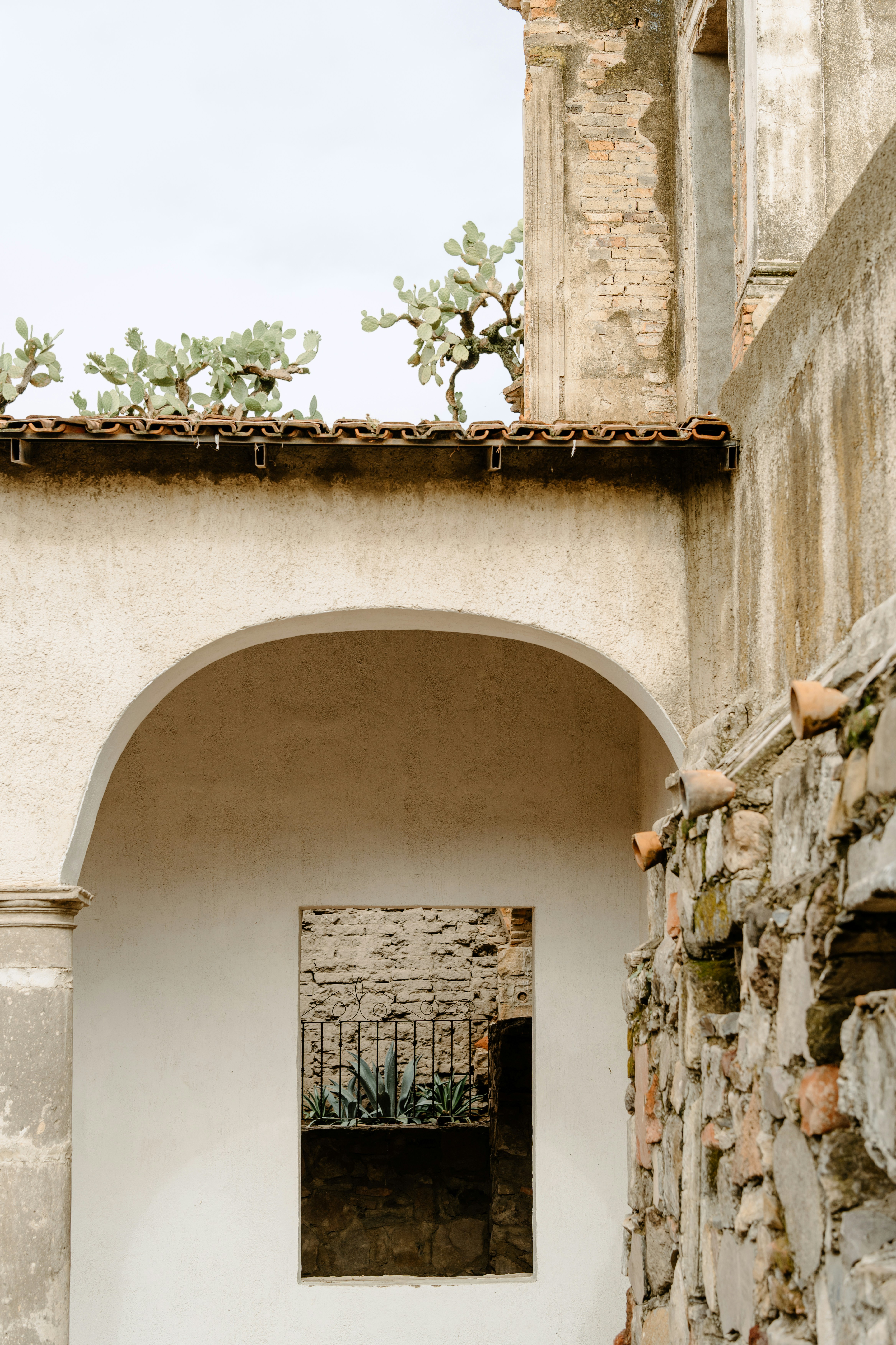 a window in a stone building