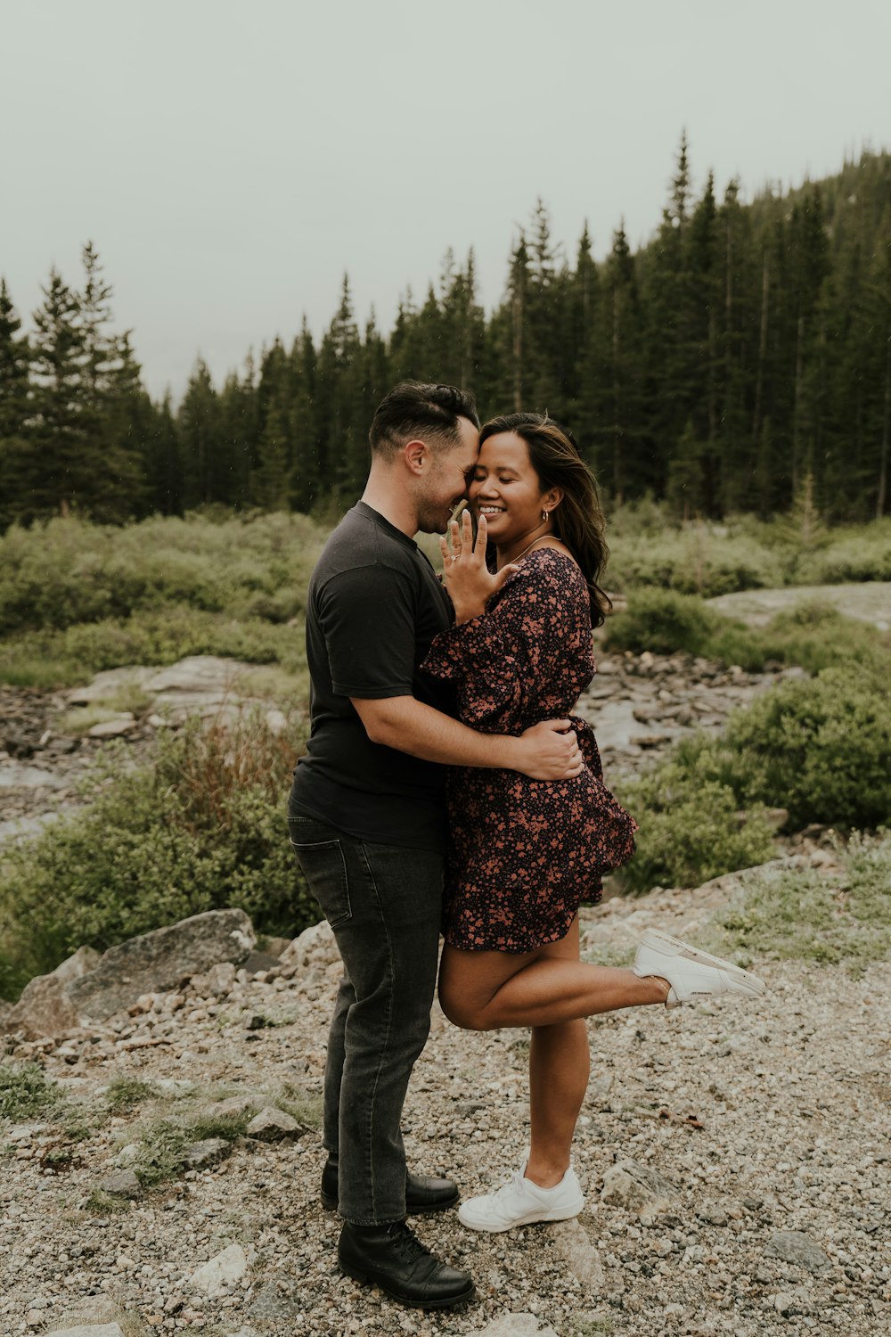 a man and woman kissing