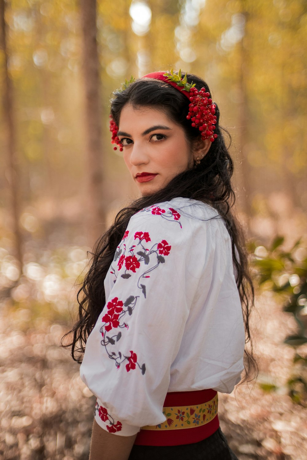 a person with a flower crown