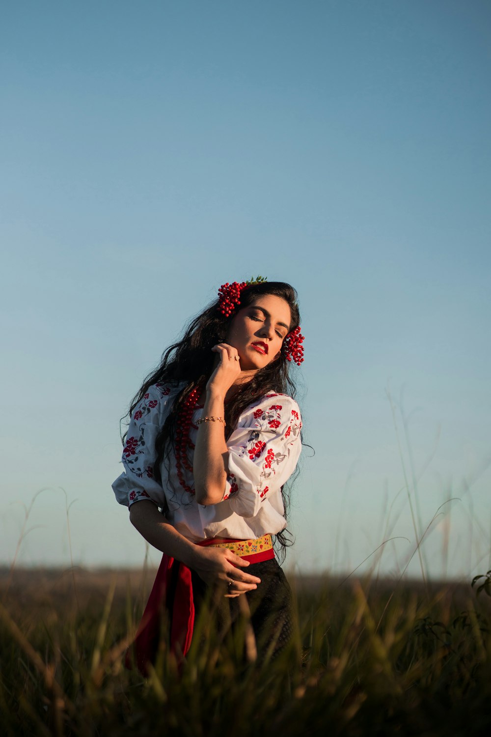 a person sitting in a field