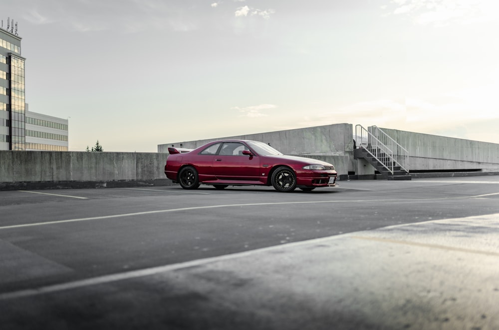 a red car on a road