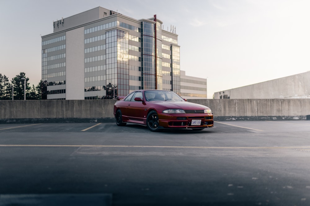 a red car on a road