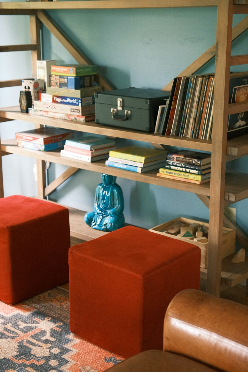 a bookshelf with books on it