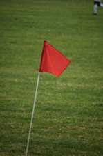a red flag on a golf course