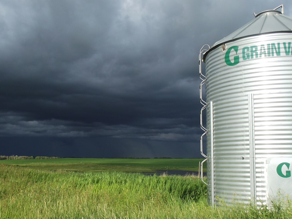 a white container in a field