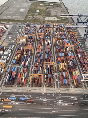 A realistic image of agricultural containers being exported.