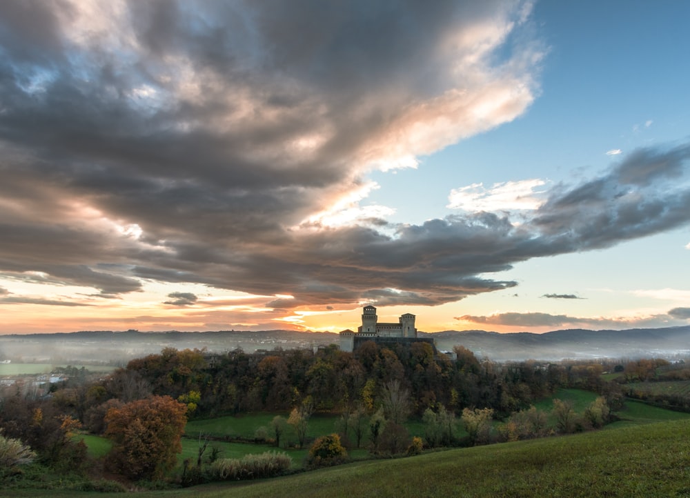 a castle on a hill