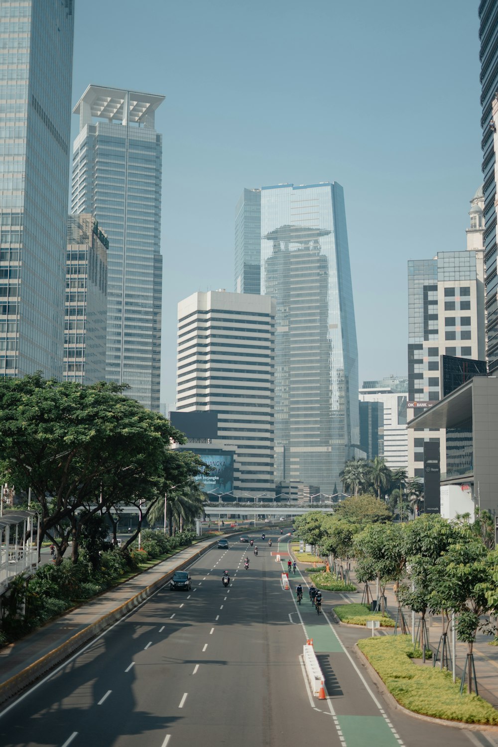 a street with tall buildings on either side of it